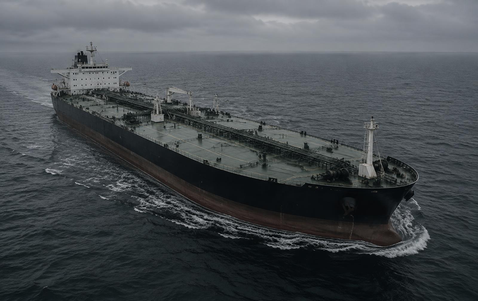 Crude tanker under way